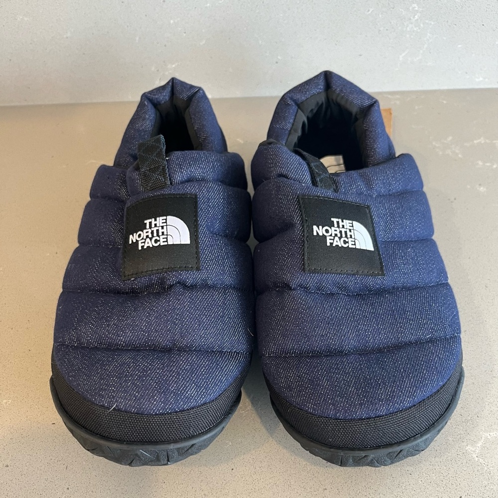 NEW The North Face Men's Nuptse Mule Slippers Shoes Dark Denim TNF Black Size 10 - Picture 5 of 13